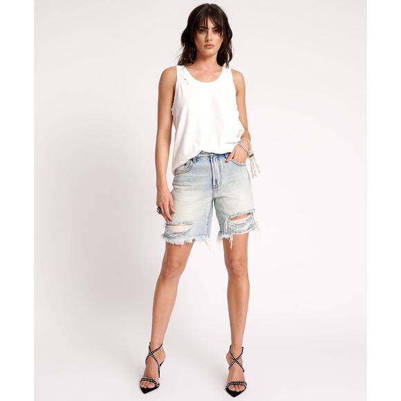 New Free People One Teaspoon Jackson Mid-Waist Shorts $108 SIZE 26 Kansas Blue - Picture 4 of 7
